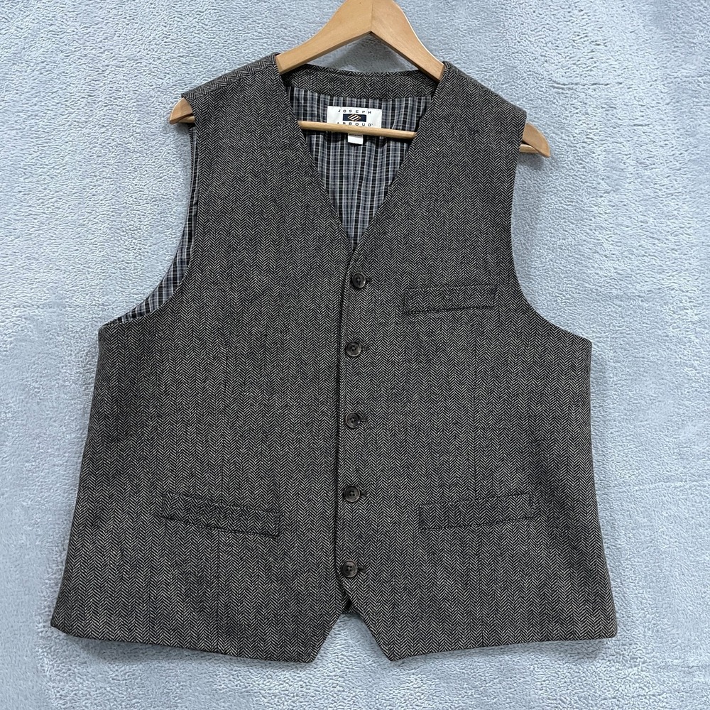 Joseph Abboud Vest Mens XL Herringbone Modern Fit Wool Blend Waistcoat